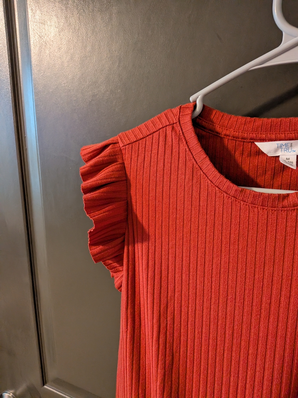 Ribbed Ruffle Sleeve Top - Picture 3 of 5
